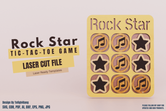 Download Rock Star Tic Tac Toe, SVG, Laser Cut - Svg Collection
