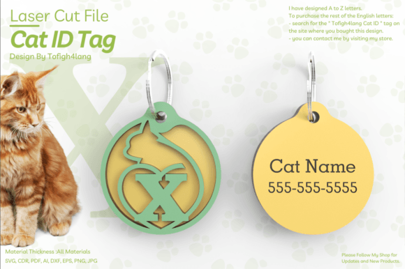 Download X | Cat ID Tag | Laser Cut File | SVG - Svg Collection