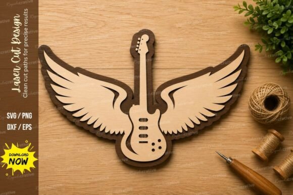 Download Winged Electric Guitar Laser Cut SVG - Svg Collection