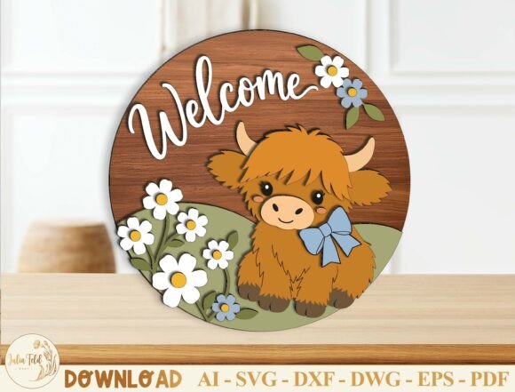 Download Highland Cow Welcome Sign SVG - Svg Collection