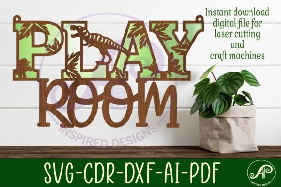 Download Play Room Dinosaur Wall Sign, SVG File. - Svg Collection